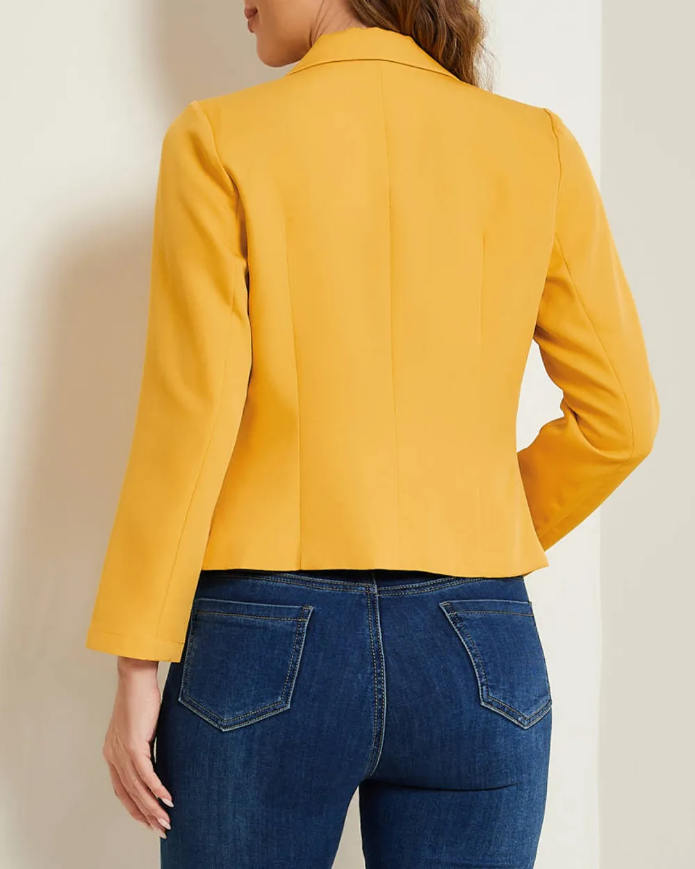 Open Front Crop Suit Blazer Jacket