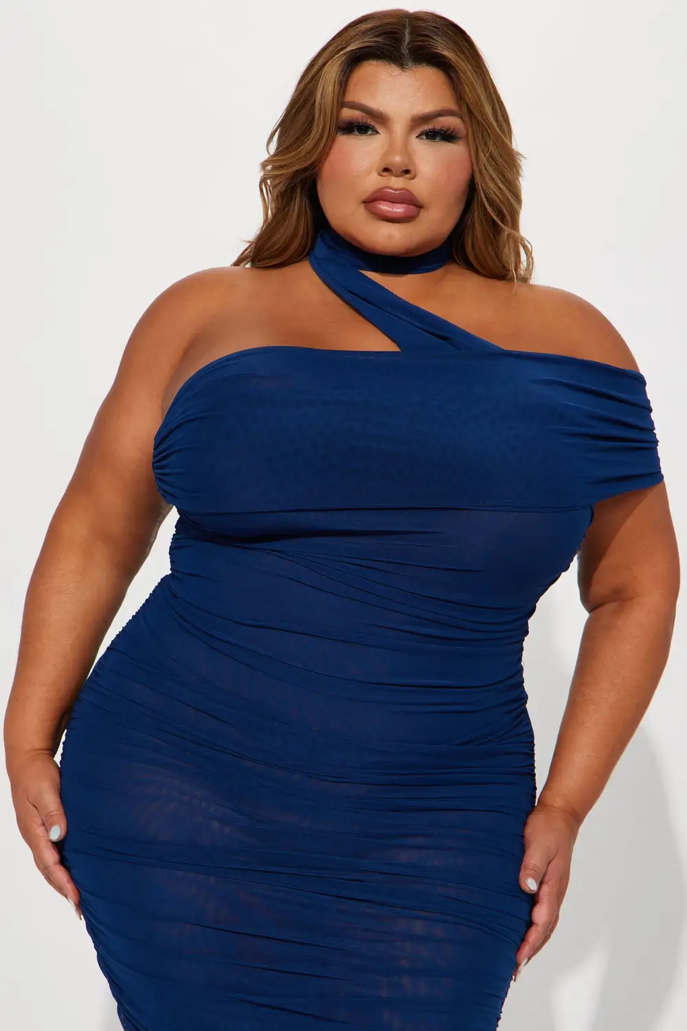 Mara Mesh Midi Dress - Navy