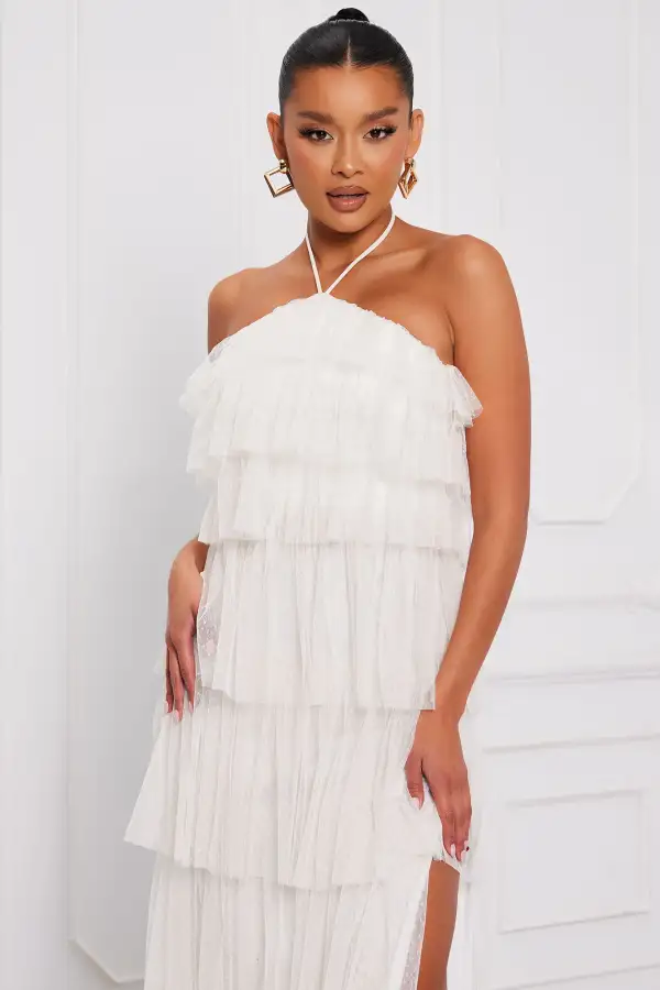 Dressing Up Tulle Maxi Dress - White