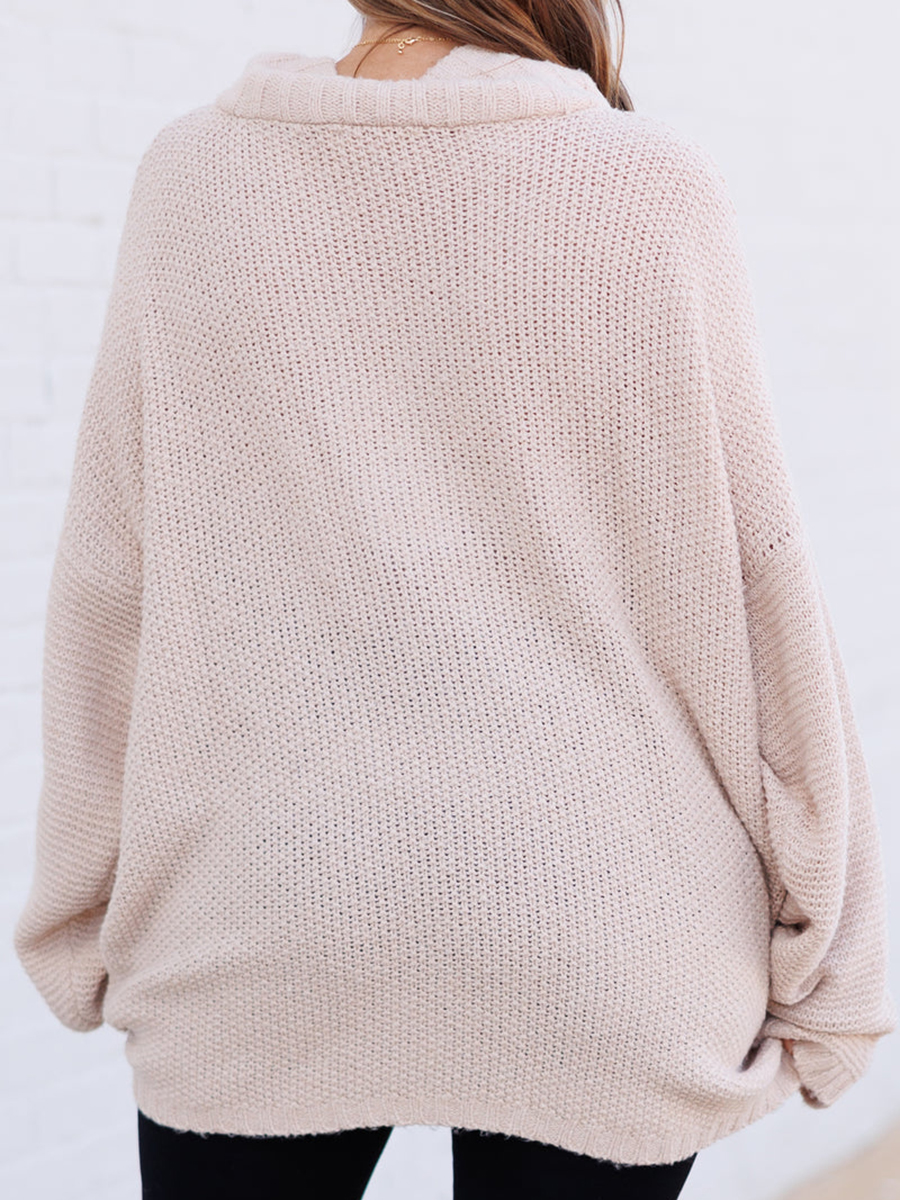 Knitted Jacquard Zipper Loose Sweater