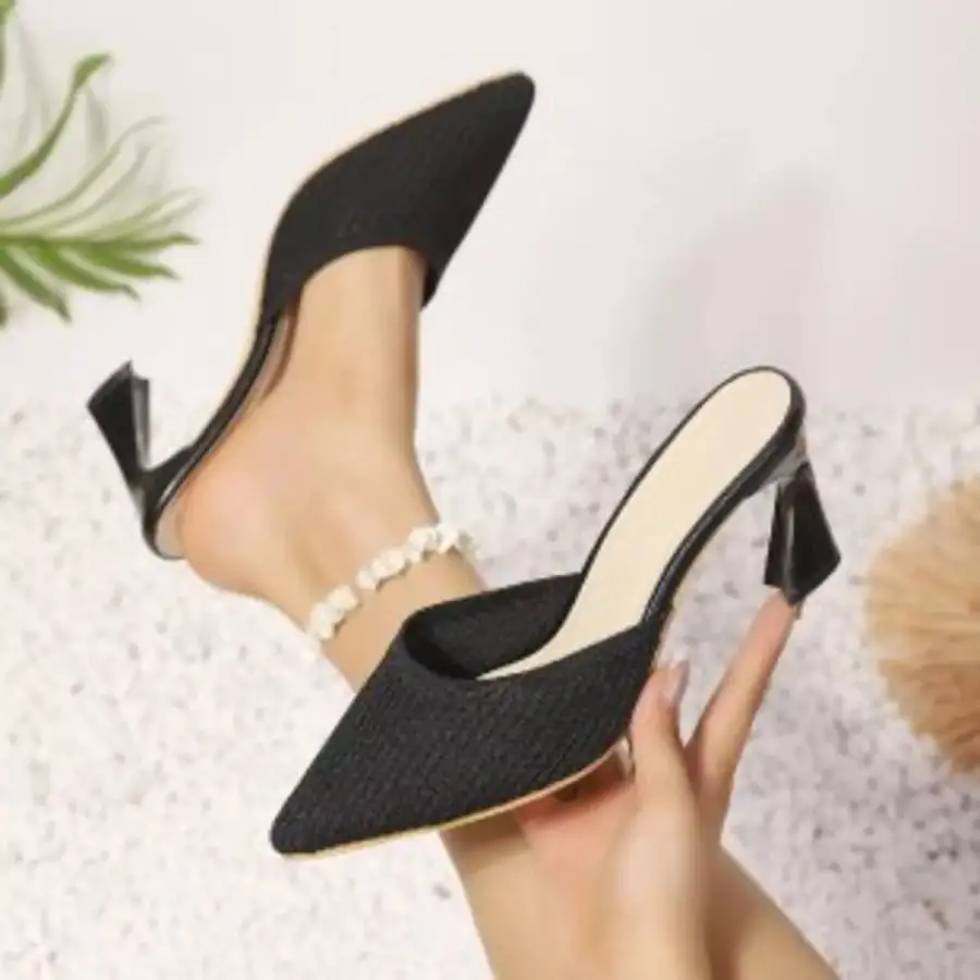 Refined Point Toe Flare Heels Sandals