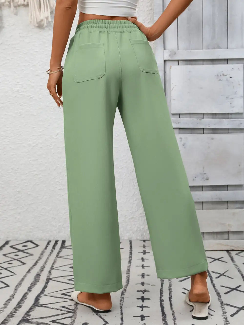Everyday Casual Drawstring Wide Leg Pants