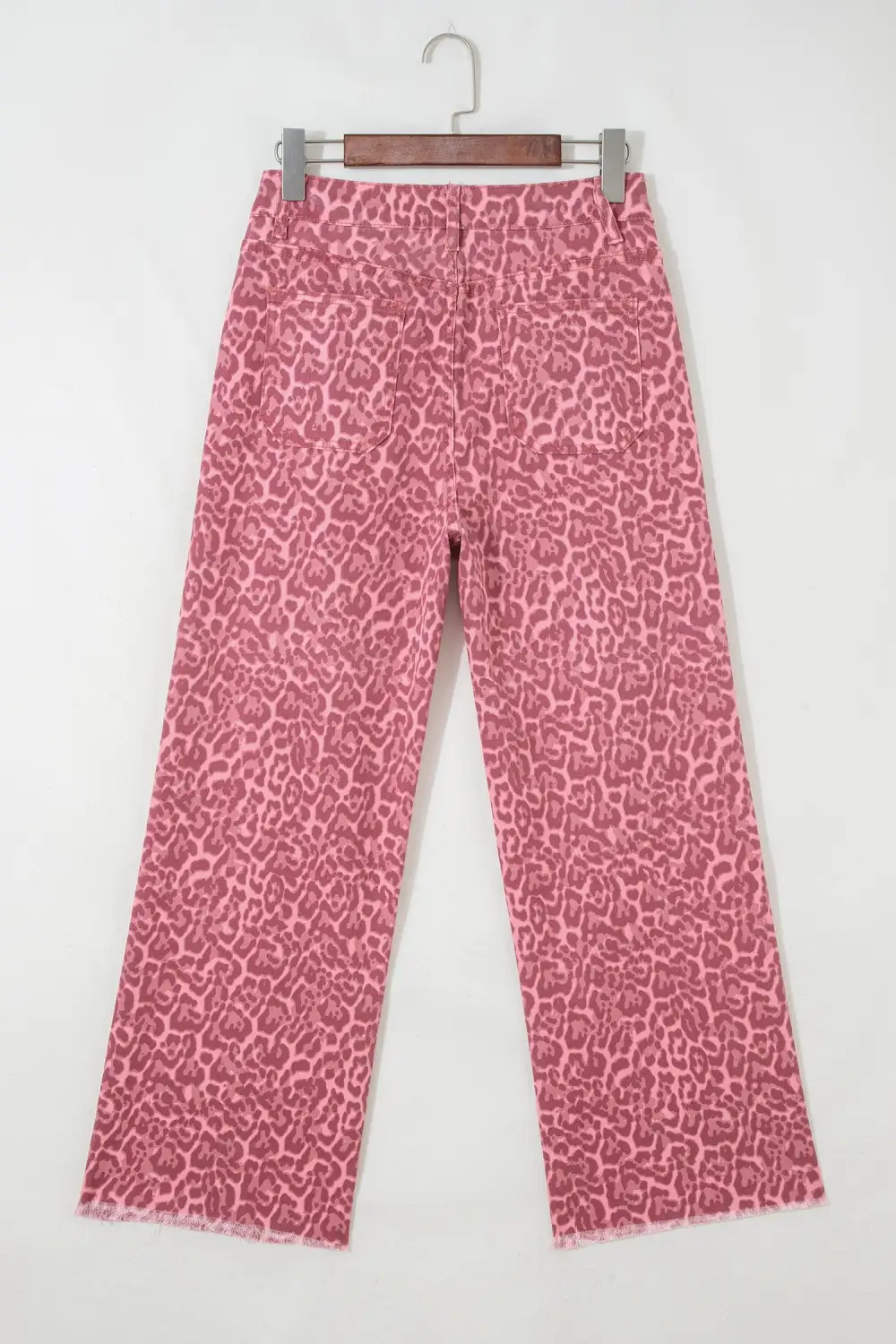Leopard Frayed Edge Wide Leg High Waist Jeans