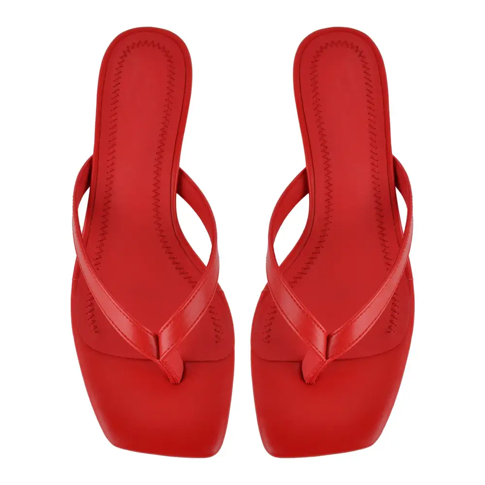 Square Toe Flip-Flop Kitten Heel Sandals