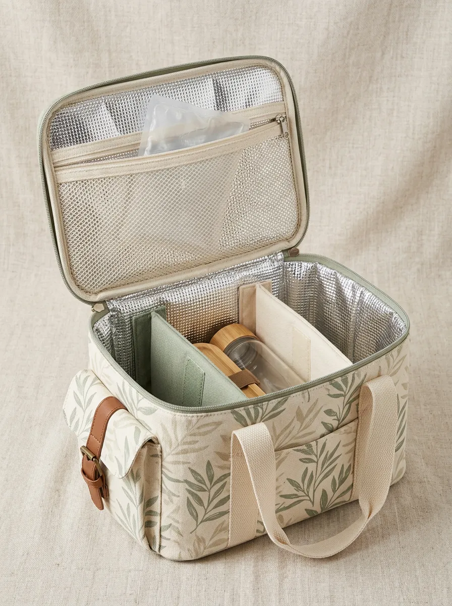Picnic Lover Botanical Leaf Printed Insulated Lunch Bag