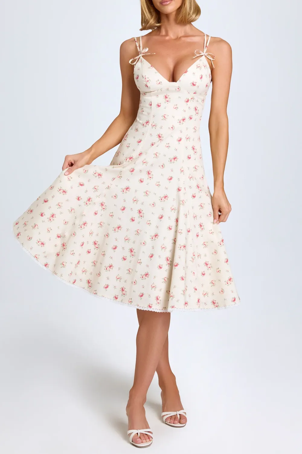 Pure Cotton Breathable Girly Bowknot Ladies Dress