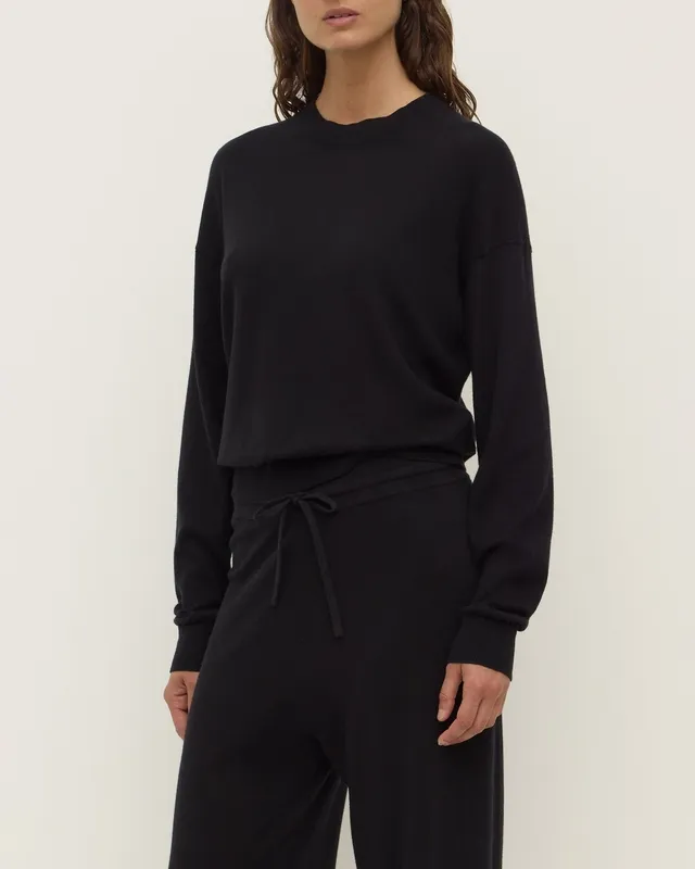 Black Cotton Cashmere Lounge Sweater