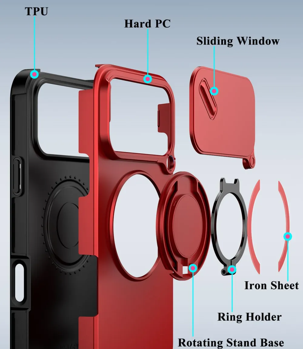 For iPhone 18 Pro Max LINK Phone Case Apple 15 Pro Sliding Window Stand Shockproof Protective Cover