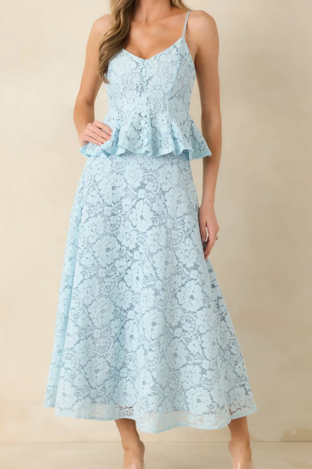 Soft Daylight Light Guipure Maxi Skirt