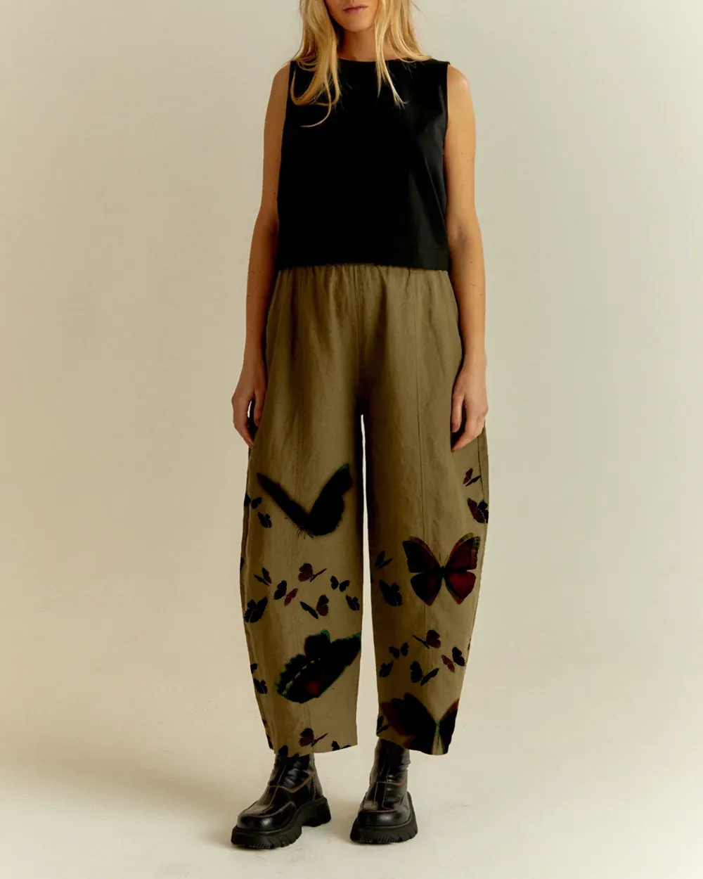 KHAKI LINEN TROUSERS