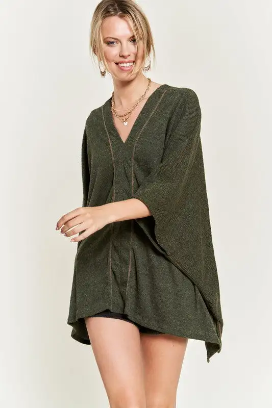 Vivienne V-Neck Poncho Top | URBAN ECHO SHOP