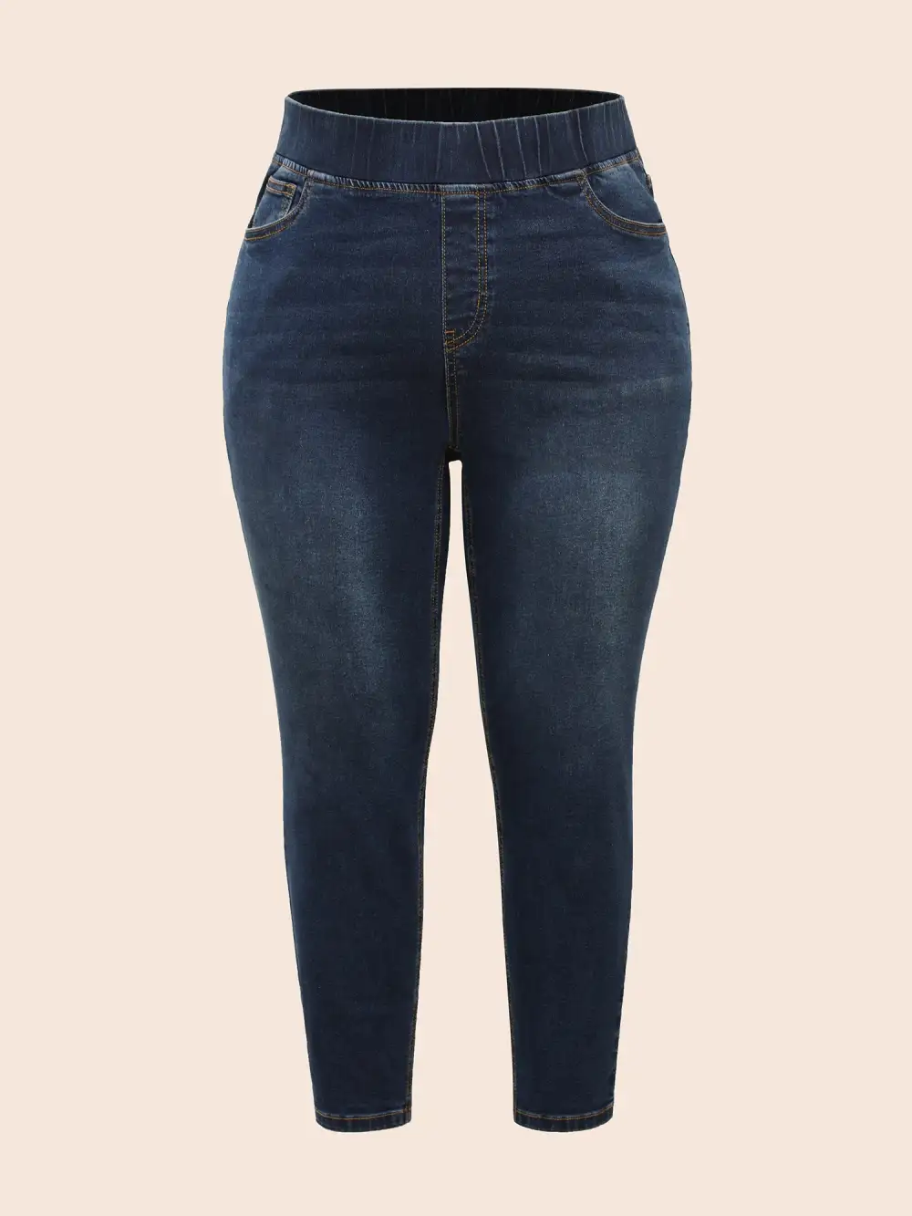 Dark Wash Elastic Waist Skinny Jeans