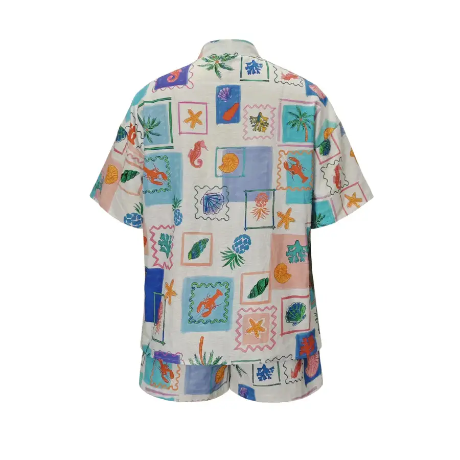 Relaxed Printed Short Sleeve Shirt and Shorts Set