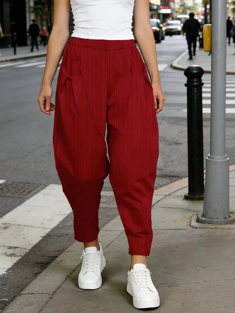 Casual Elastic Waist Harem Pants