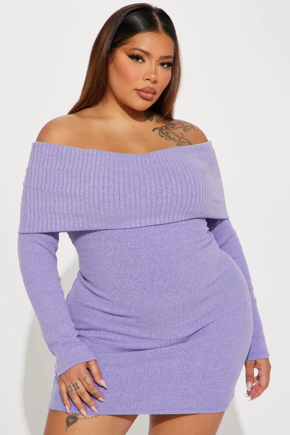 Ellie Sweater Mini Dress - Lavender