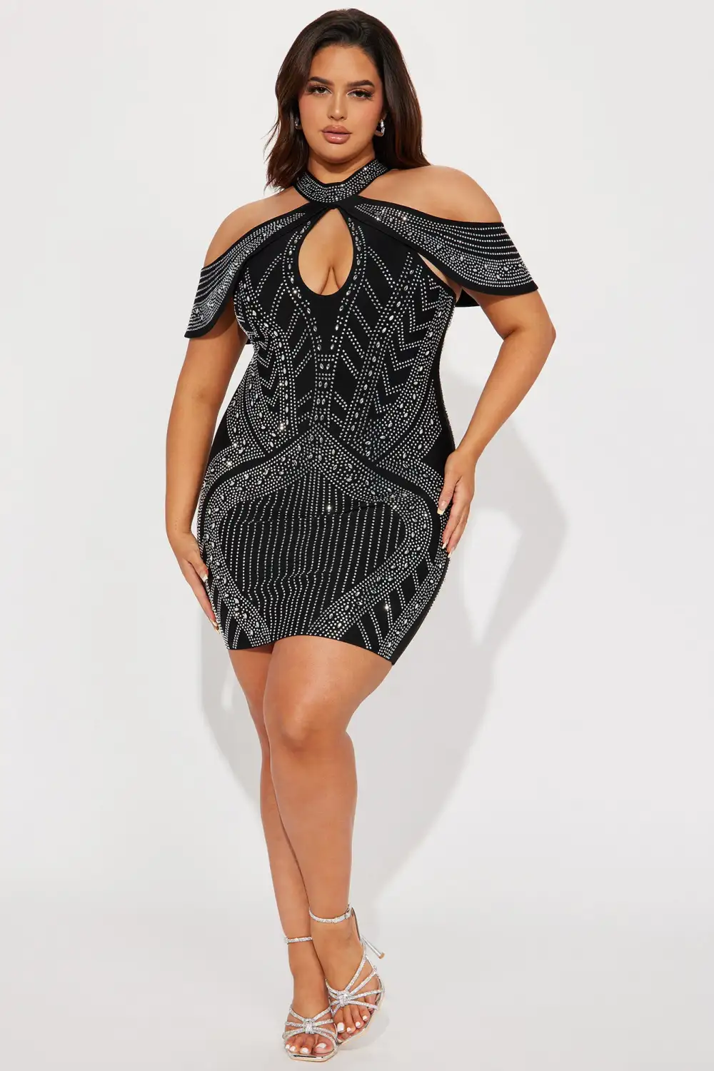 Kristy Embellished Mini Dress - Black/Silver