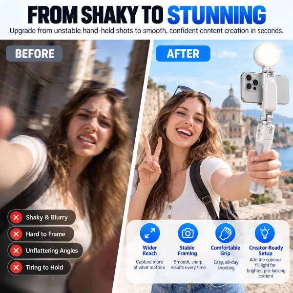 📸 Zoomable Magnetic Palm Grip | Selfie Stick & Tripod