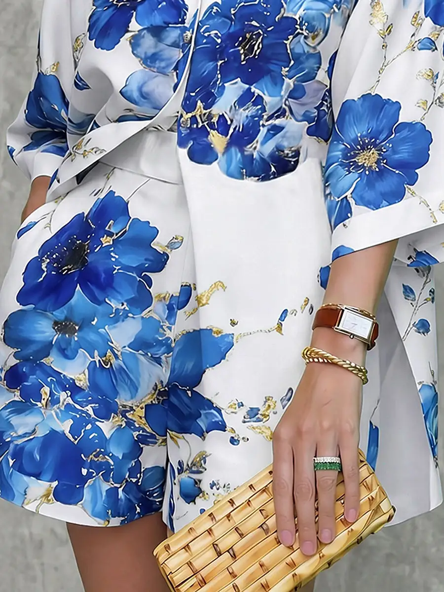 Losse Wijde Pijpen Met Bloemenprint Zakken En Shorts