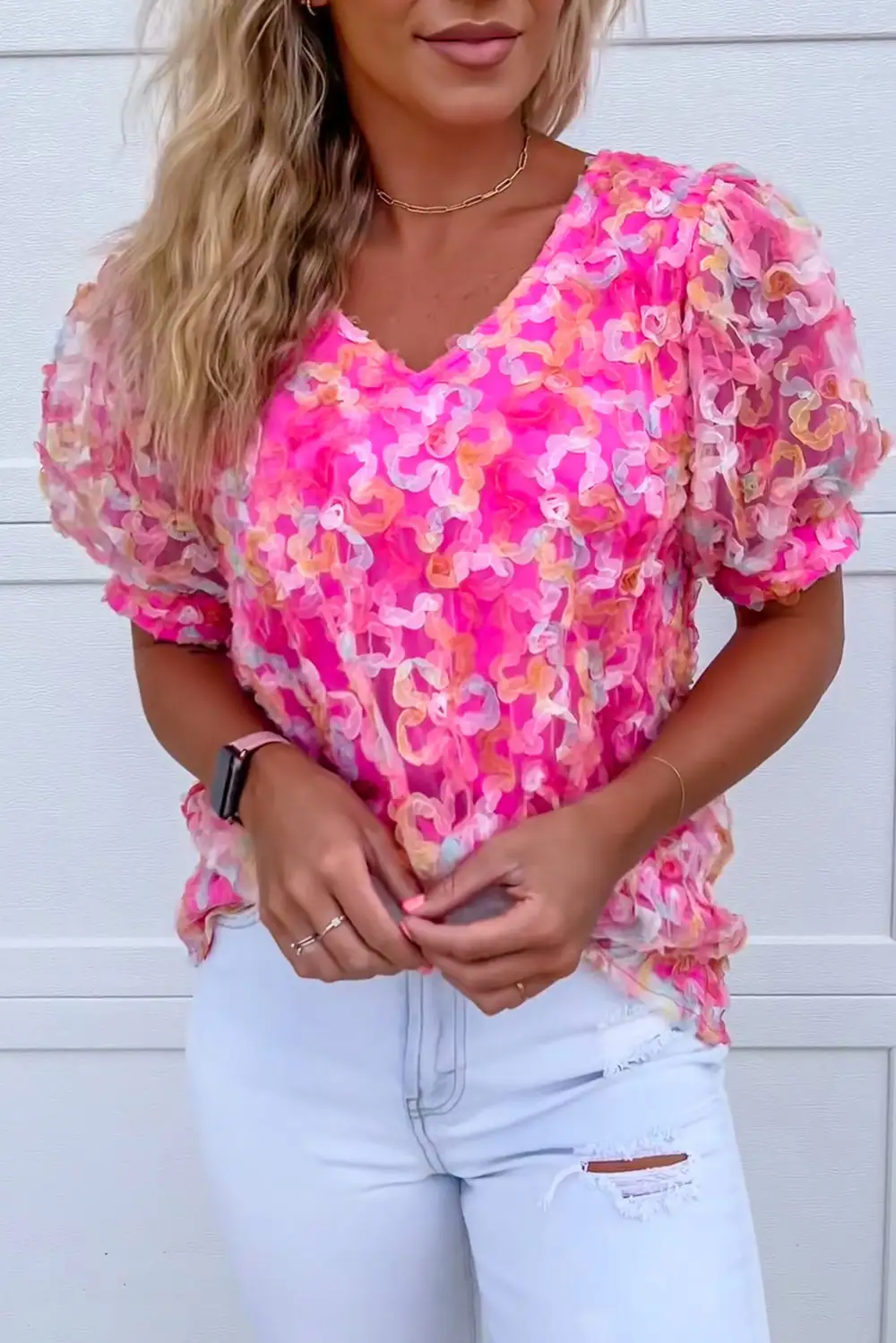 Floral Mesh Detail Blouse