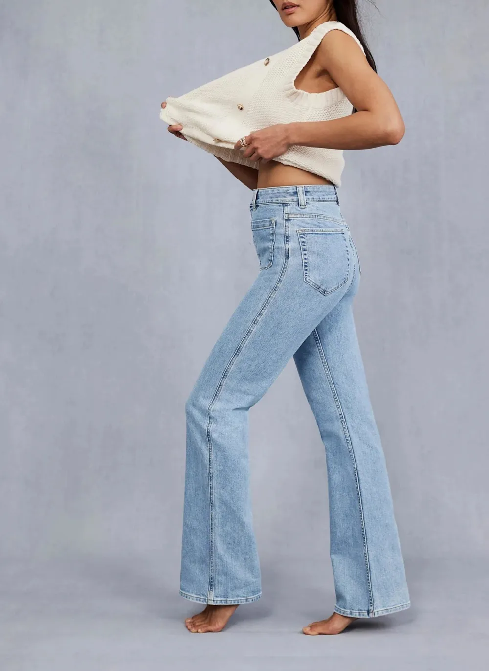 Casual Style Relaxed Straight Patch Pocket Jeans