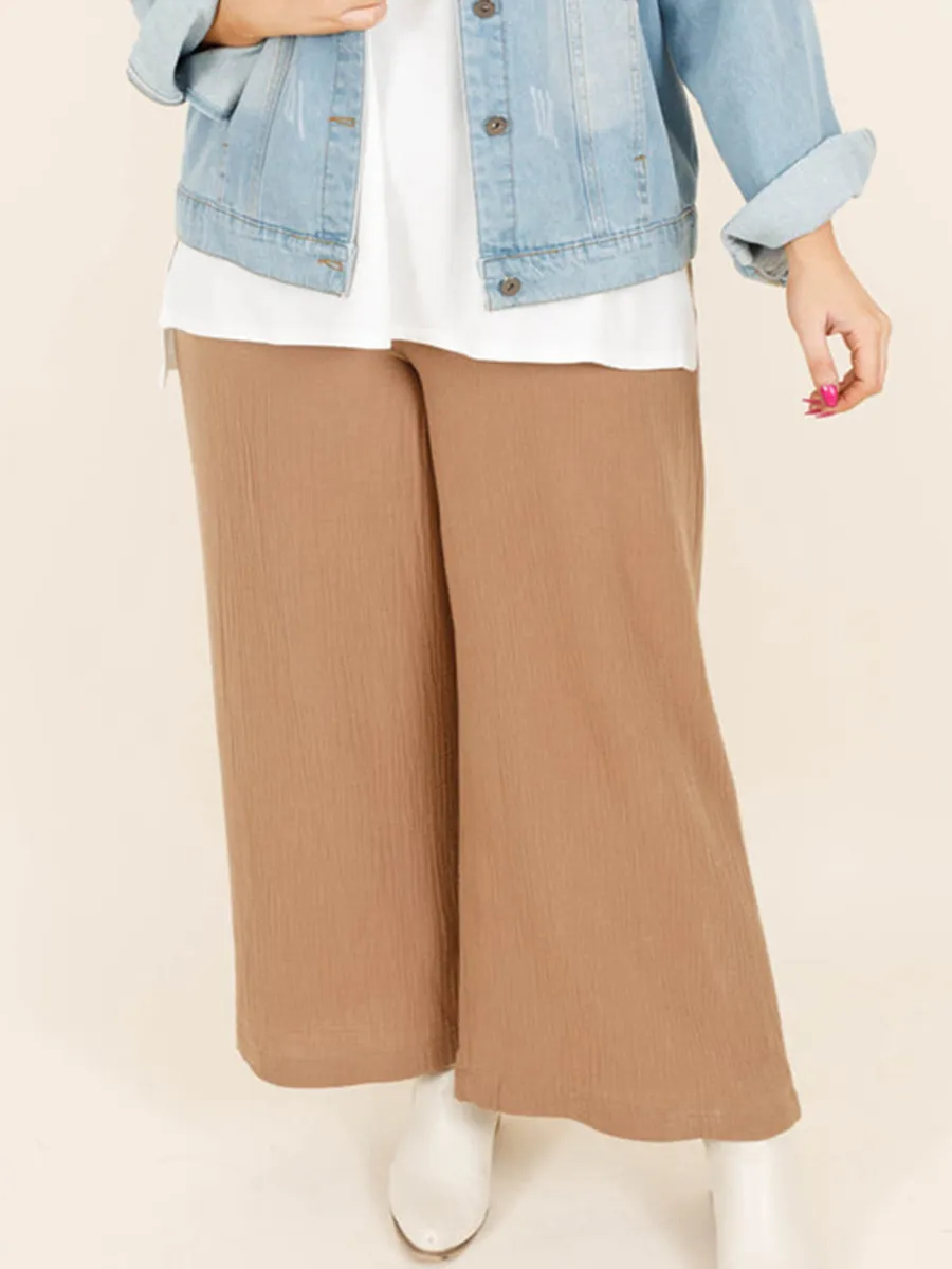 Wrinkled loose straight leg pants with gathered craftsmanship