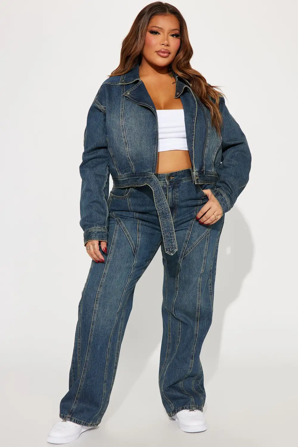 Natalya Denim Pant Set - Dark Wash