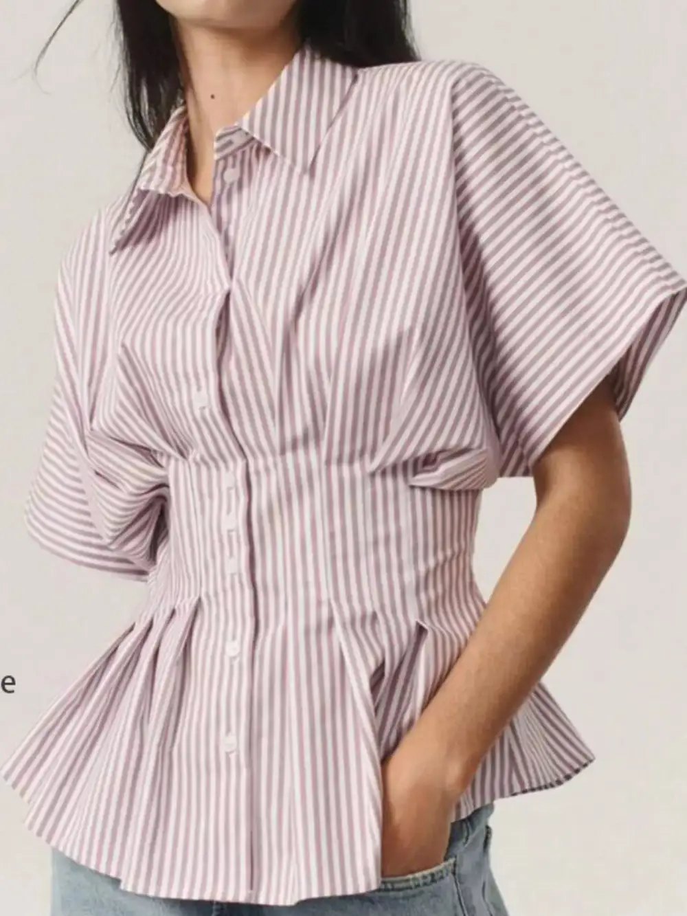 Striped Cinched Waist Shirt