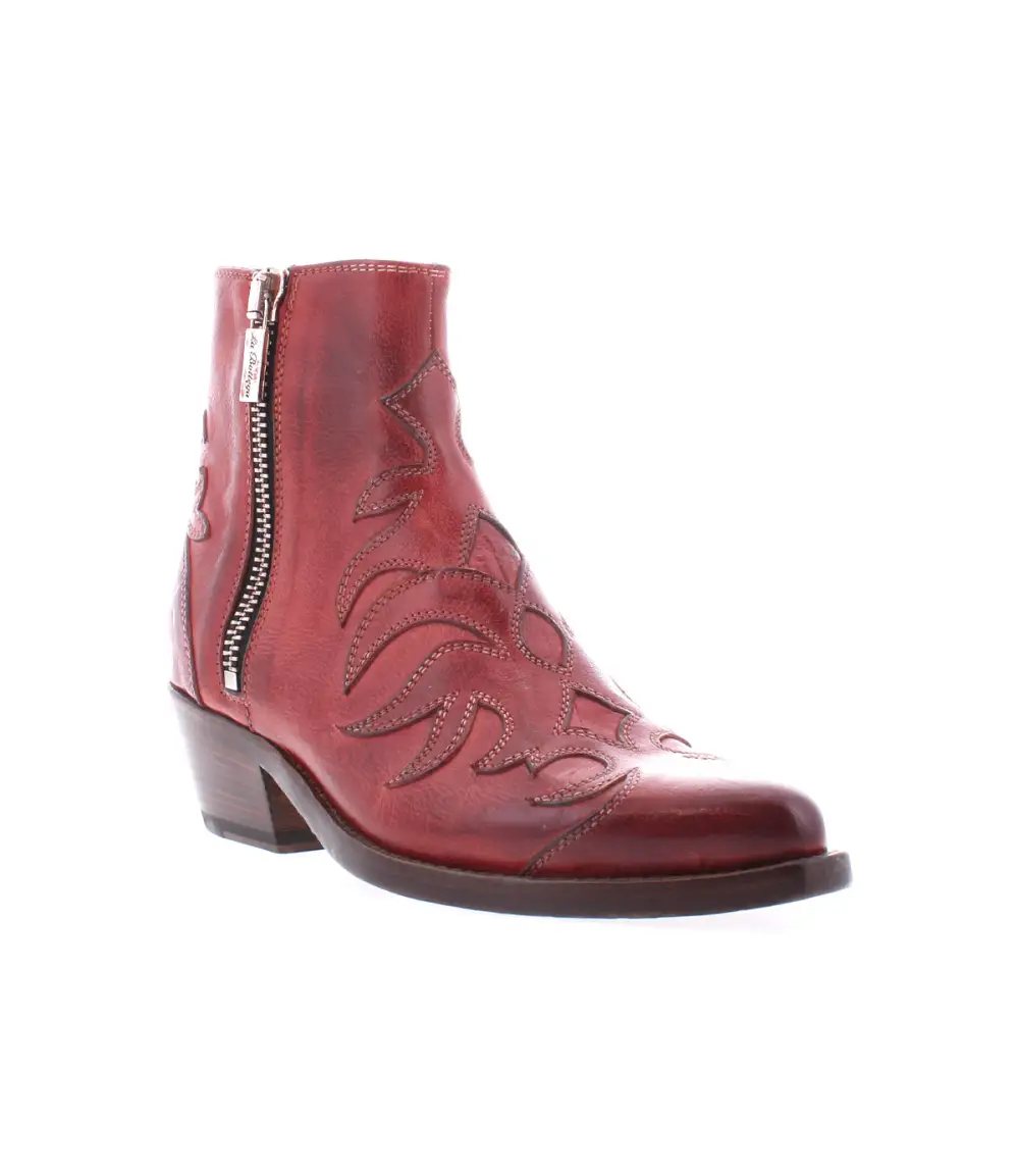 Western Side Zip Leather Refined Crafted Ankle Boots
