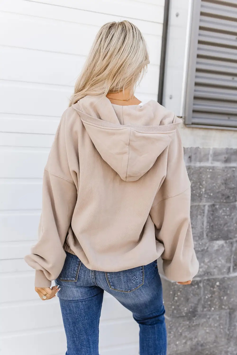 Oversized HalfZip Sweatshirt - Sand