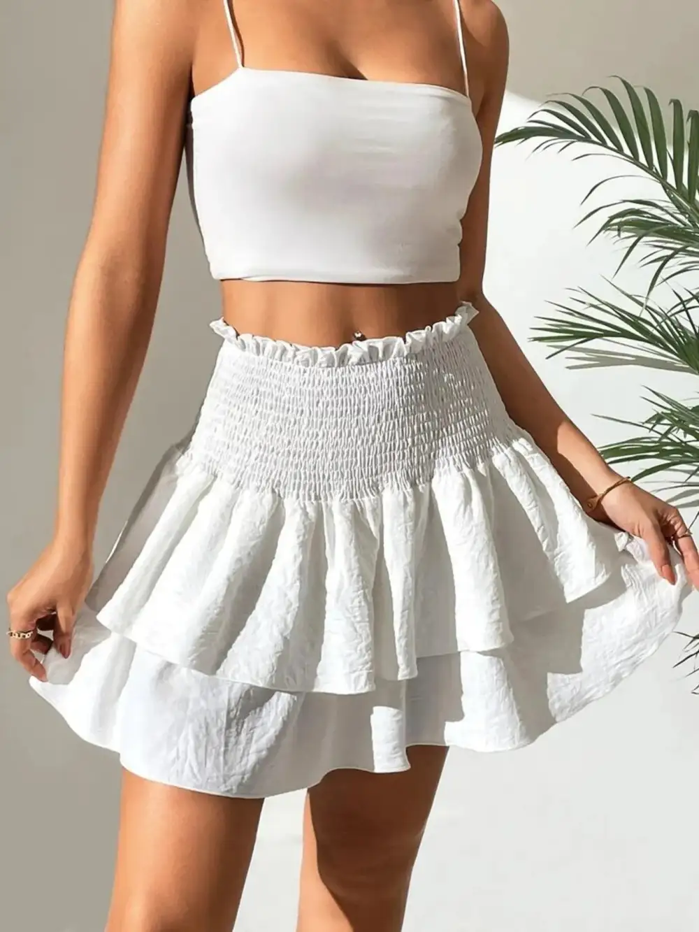 Simple Ruched Smocked Skirt
