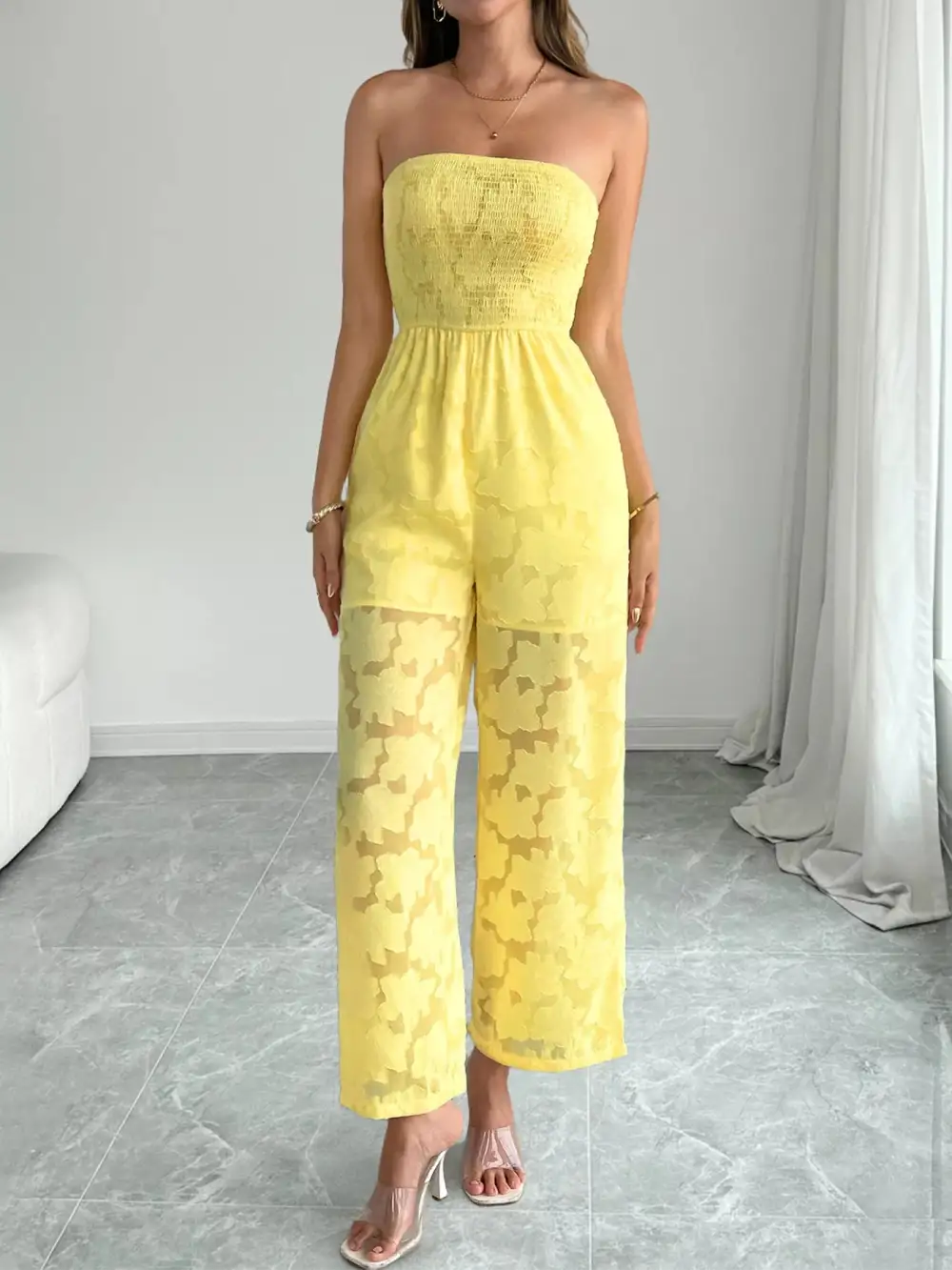Lace Smocked Jumpsuit