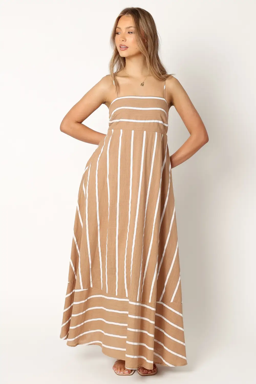 Brea Maxi Dress - Tan Stripe