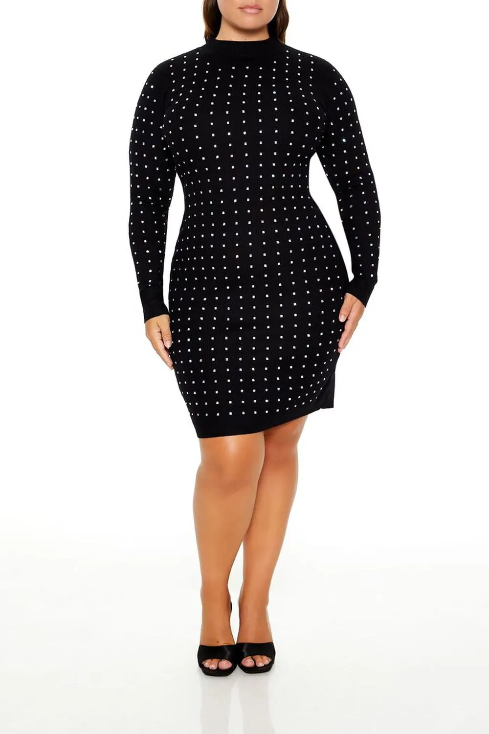 Plus Size Rhinestone Mini Dress