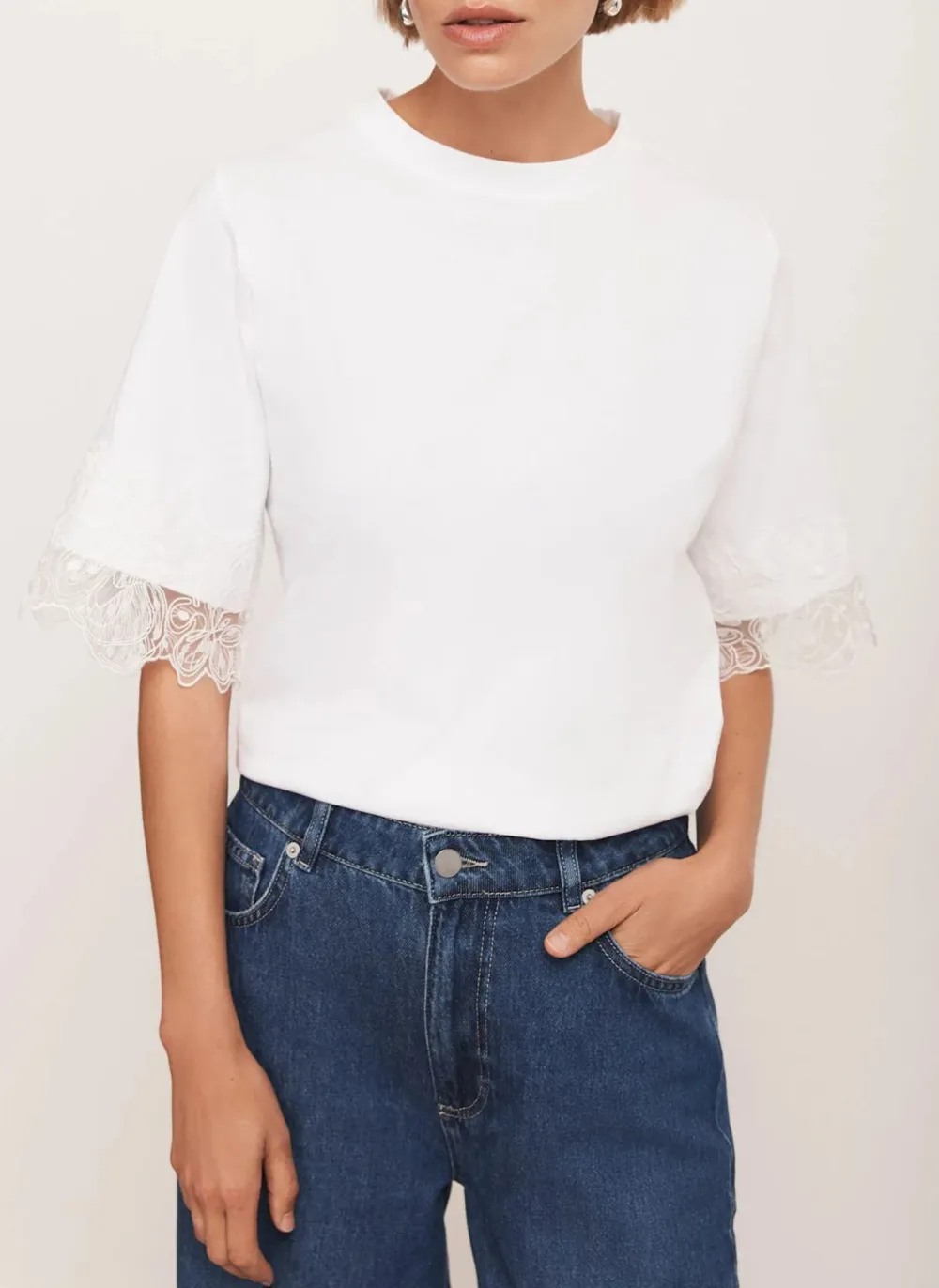 Casual Style White Cotton T-Shirt