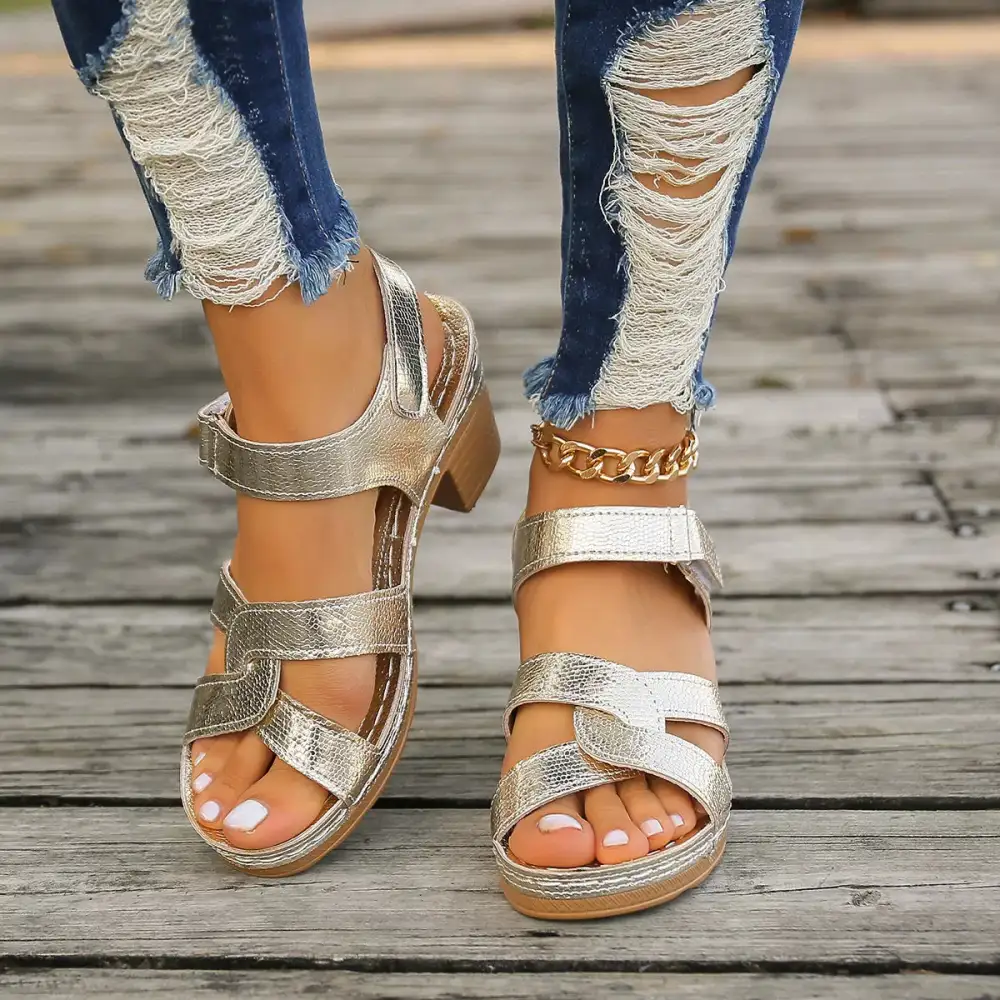Modern Open Toe Block Heel Sandals