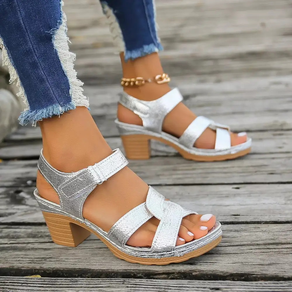 Modern Open Toe Block Heel Sandals