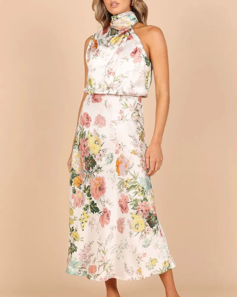 Easy Fit Floral Midi Soft Drape Dress