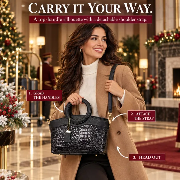 European & American Fashion Crocodile Pattern Tote Bag Large Capacity Elegant Versatile Shoulder Crossbody Bag for Women