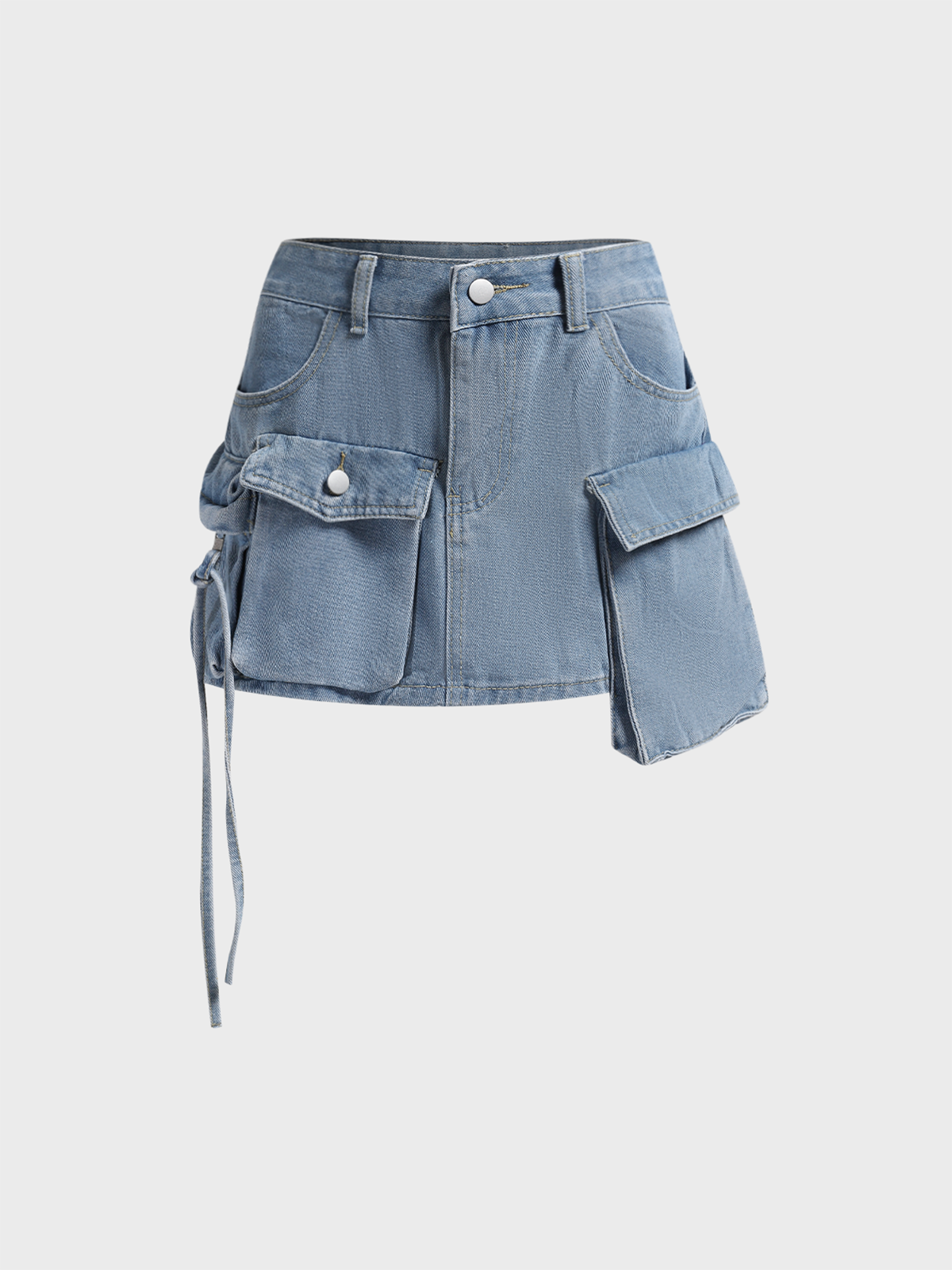 Street Multicolor Denim Pockets Bottom Skirt FREESHIPPING