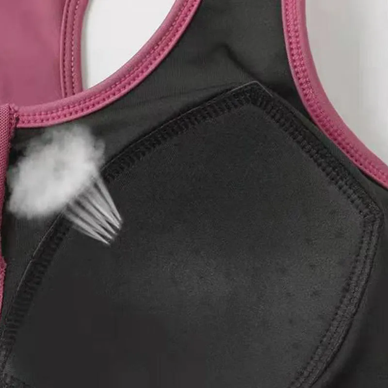 Zipper Front Closure Sports Wireless Bra Yoga Bra