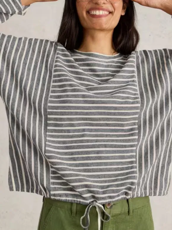 Striped Tie Hem Top