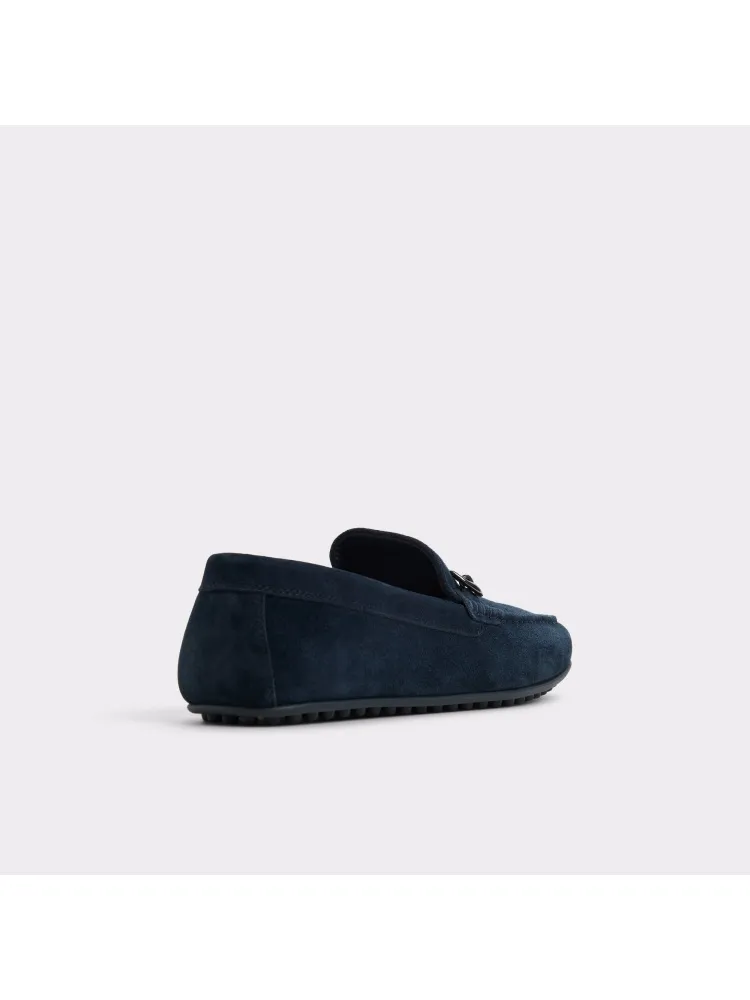Navy Blue Retro Falt Bottom Leather Shoes