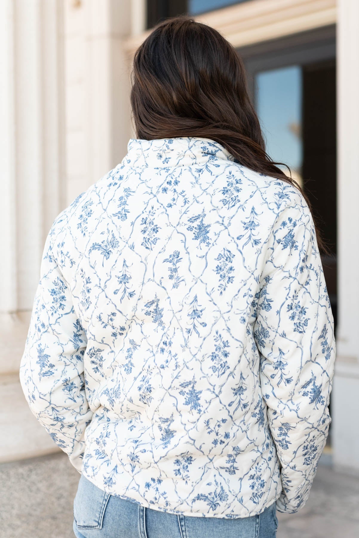 Jadah Cream Floral Printed Jacket