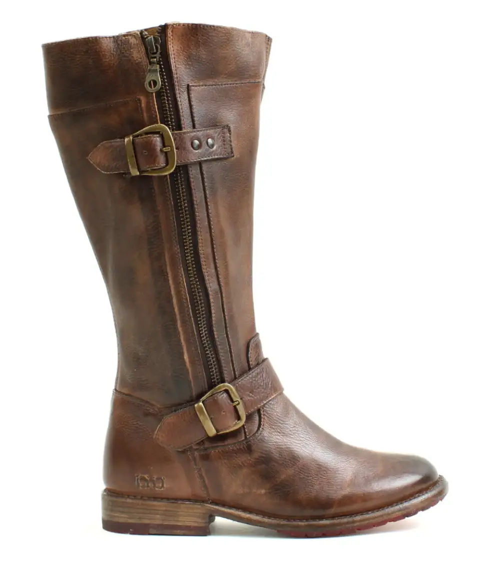 Women's Wide Calf Lug Sole Leather Heritage Knee High Boots
