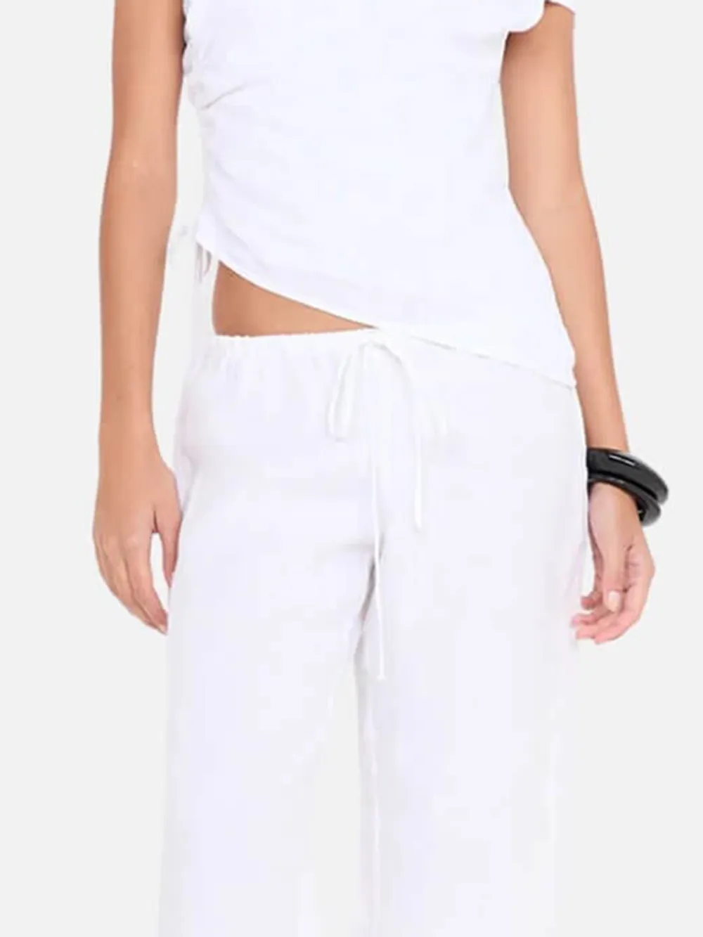 Linen Wide Leg Pants - White