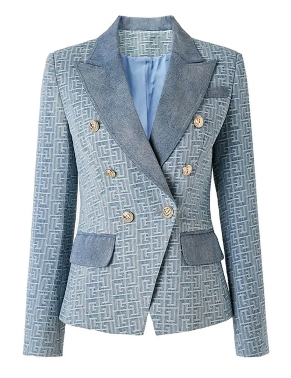 V Neck Long Sleeve Color Block Blazer