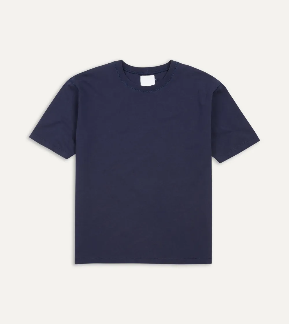 Casual Style Navy Cotton Crew Neck Hiking T-Shirt