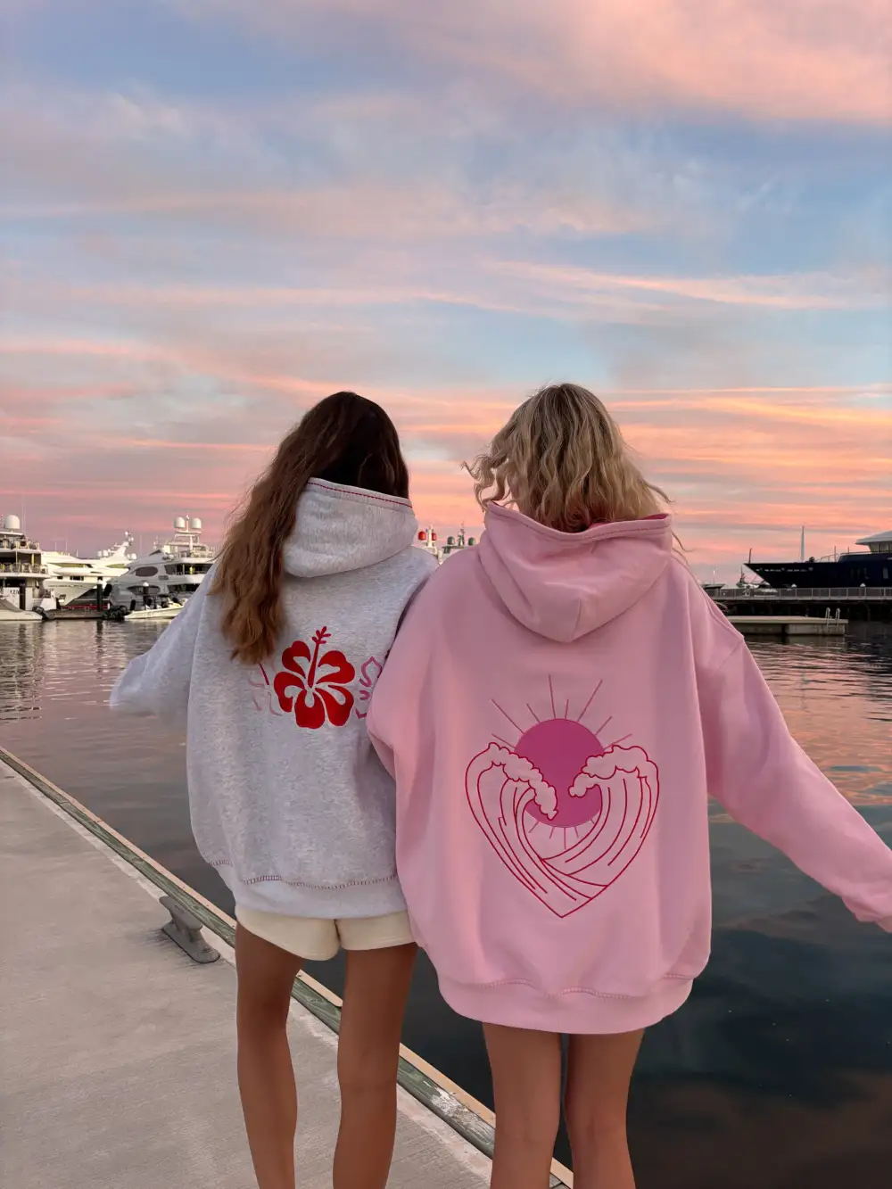 Bubblegum Ocean Heart Stitched Hoodie