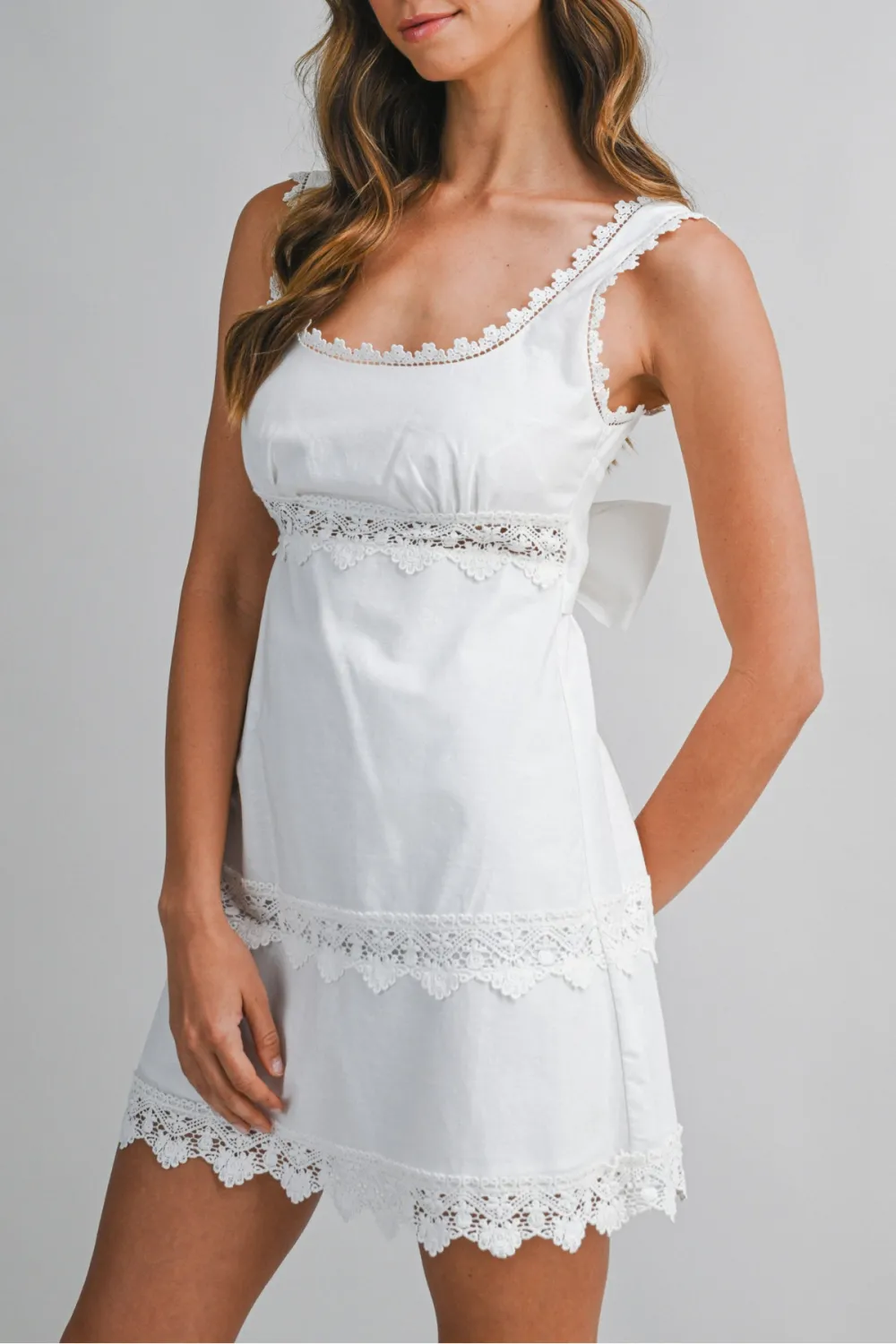 Crochet Lace Trim Mini Dress