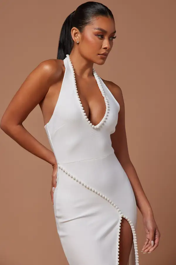 Ravenna Embellished Bandage Maxi Dress - White